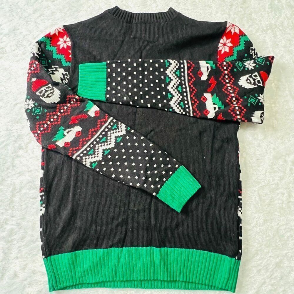 Ugly Christmas Sweater Womens Black Green Santa Car Tree Knit Sweater Small NWOT - Picture 4 of 5